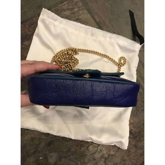 Gucci GG Marmont Chain Wallet Diagonal Quilted Leather Mini Blue - Picture 6 of 9